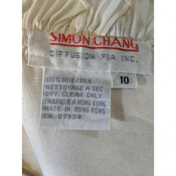Vintage Simon Chang 100% Silk Ruffle Blouse Victorian Romantic Size 10 - Picture 6 of 9